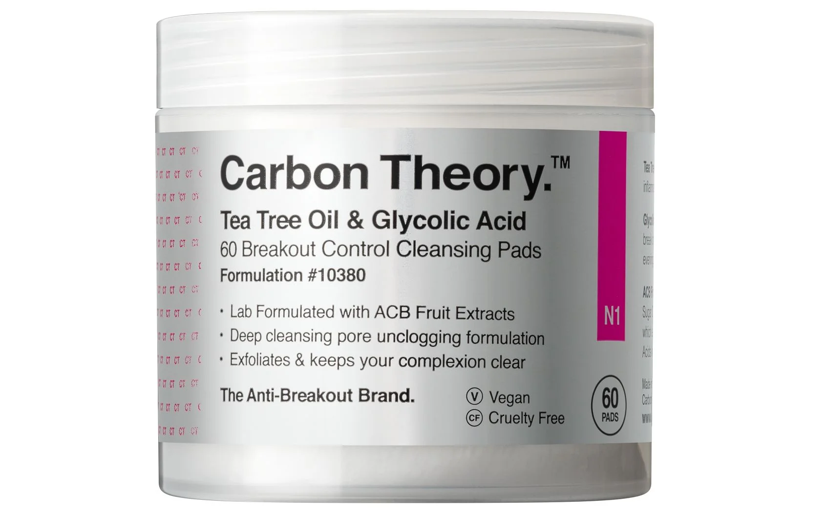 Carbon Theory Facial Cleansing Pads odličovací tampony 60 ks