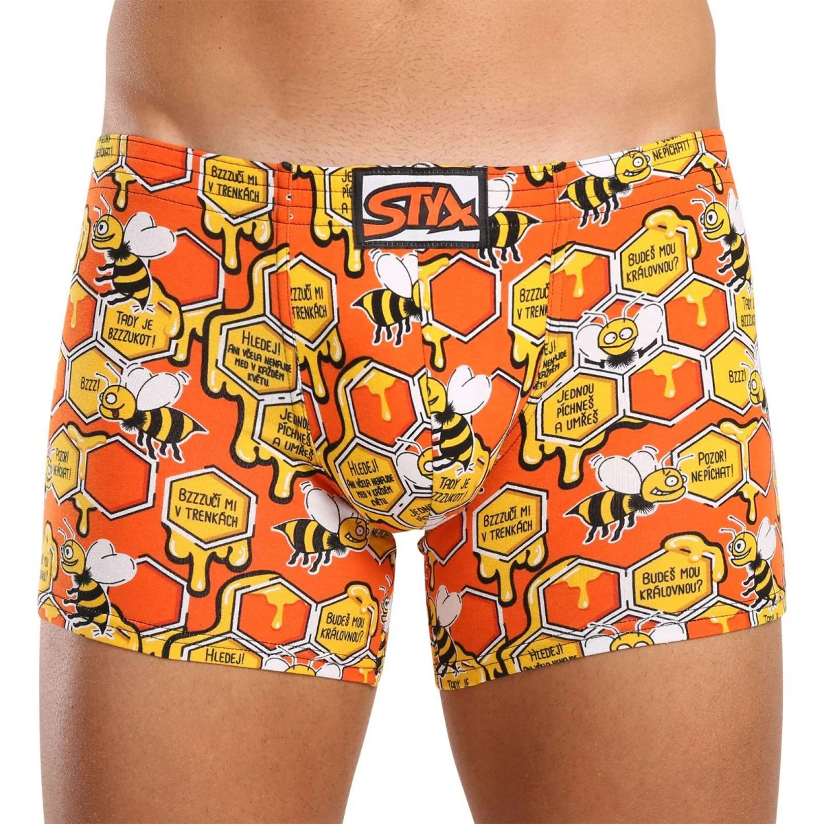 Styx Pánské boxerky long art klasická guma včelky (F1654) XXL