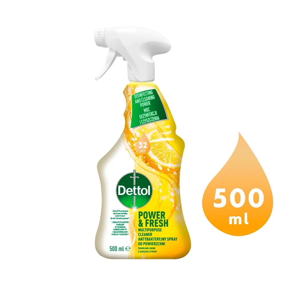 Dettol Power&Fresh Antibakteriálni sprej na povrchy Citrón a limeta 500 ml