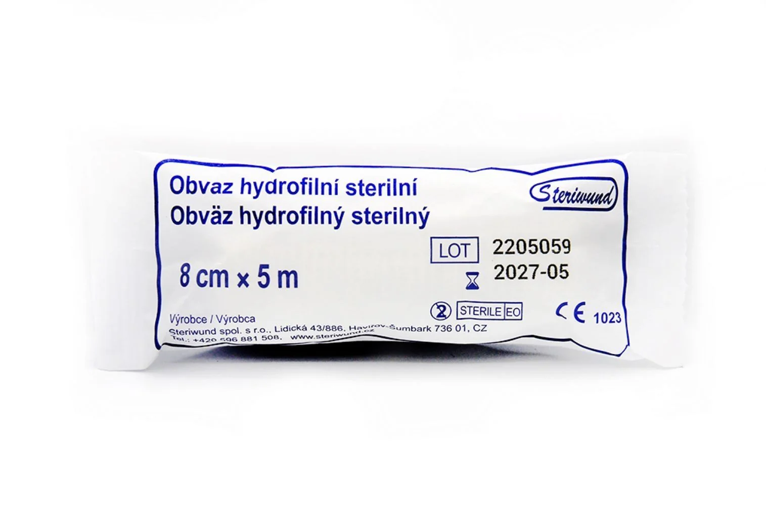 Steriwund Obinadlo hydrofilní pletené sterilní 8 cm x 5 m 1 ks