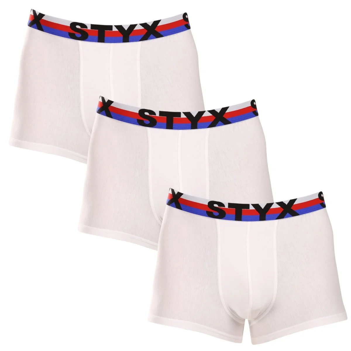 Styx 3PACK pánské boxerky sportovní guma bílé trikolóra (3G2061) XXL