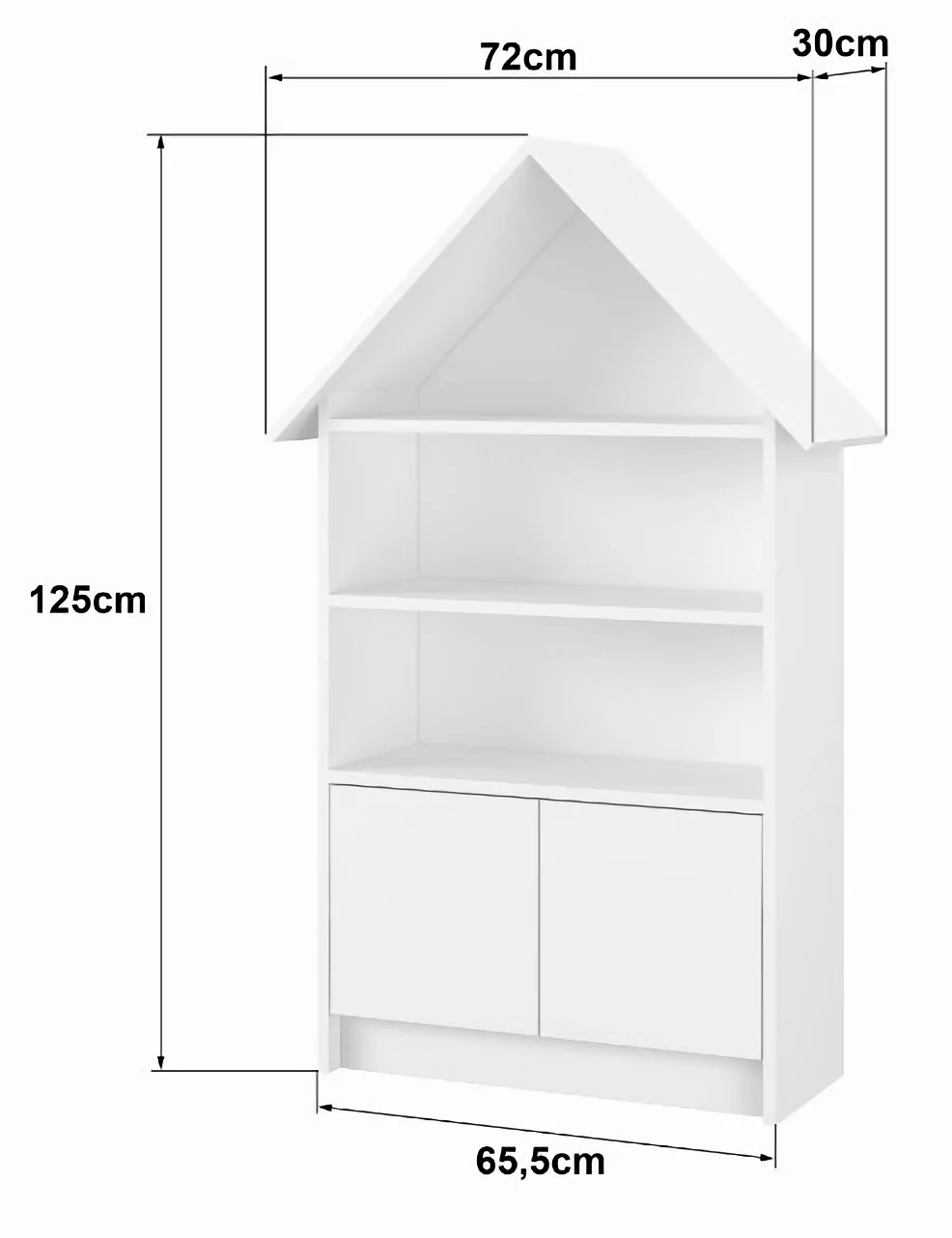 NELLYS Dřevěná knihovna/skříň na hračky Domeček, bílá/antracit 