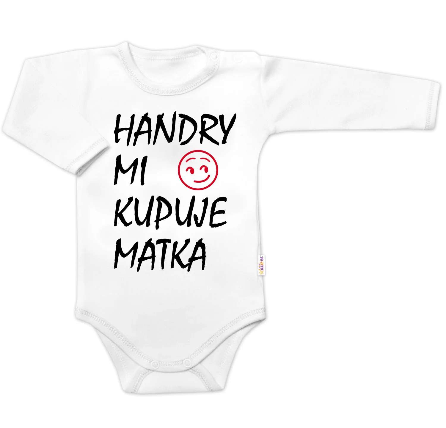 Baby Nellys Body dlouhý rukáv Handry mi kupuje matka,  bílé vel.  68