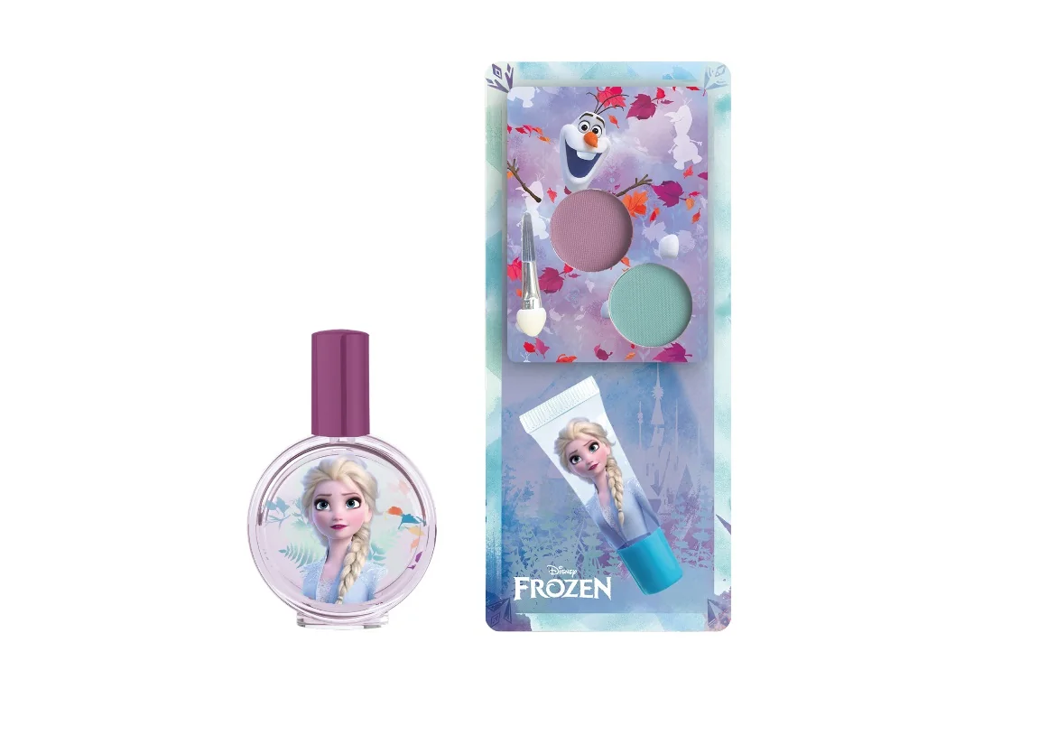 Disney Frozen II Toaletní voda 30 ml s očními stíny a leskem na rty dárkový set