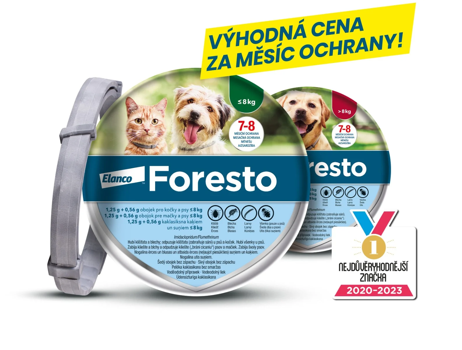 Foresto 1,25 g + 0,56 g obojek pro kočky a psy do 8 kg 38 cm 1 ks