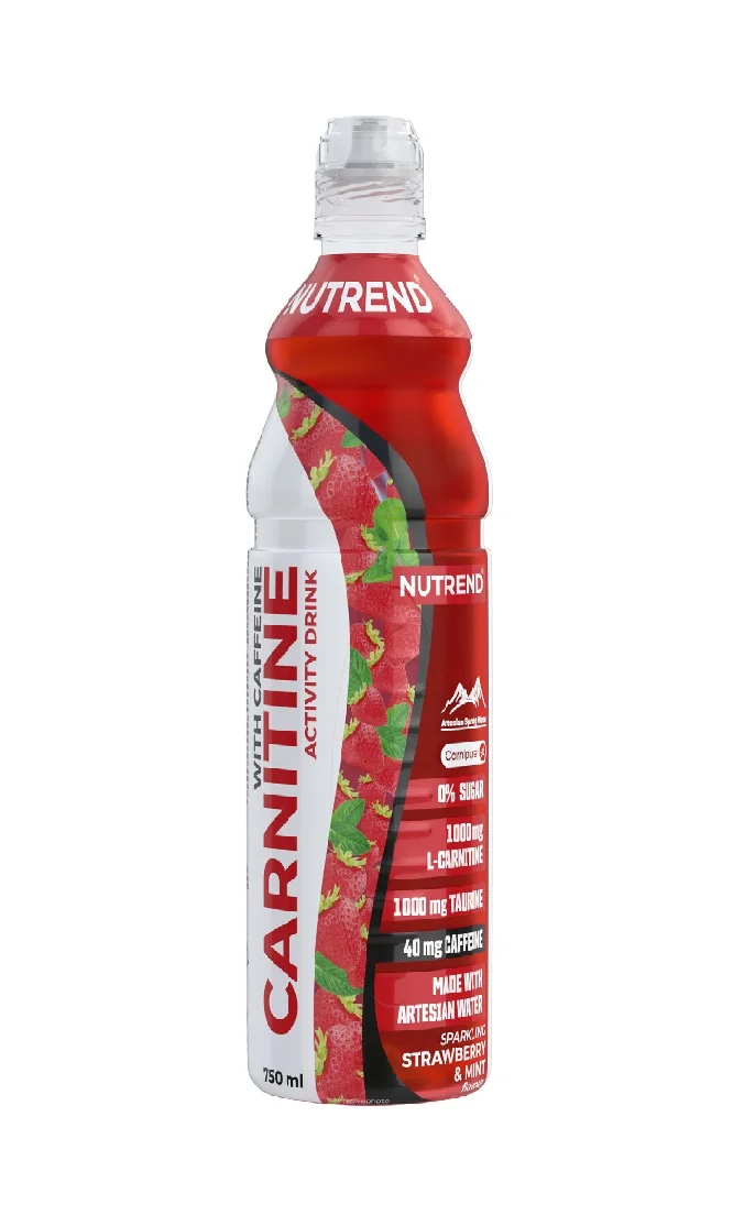 Nutrend Carnitine Activity Drink with Caffeine sycený jahoda + máta 750 ml