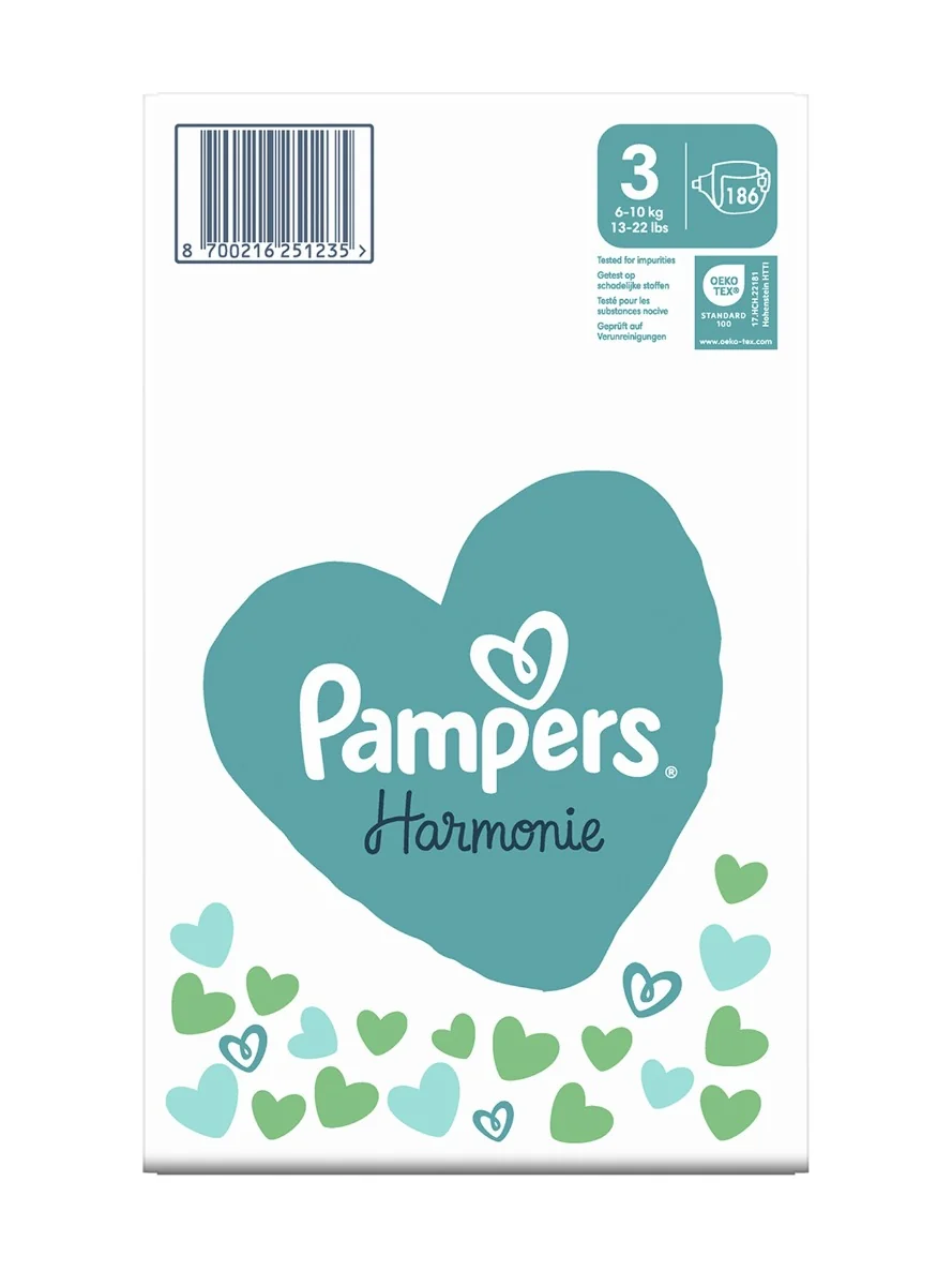 Pampers Harmonie Box vel. 3 6–10 kg dětské pleny 186 ks