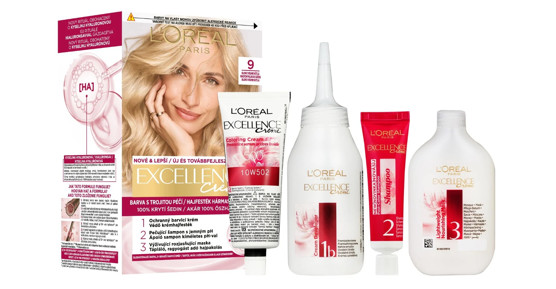 Loréal Paris Excellence Creme odstín 9 blond velmi světlá barva na vlasy