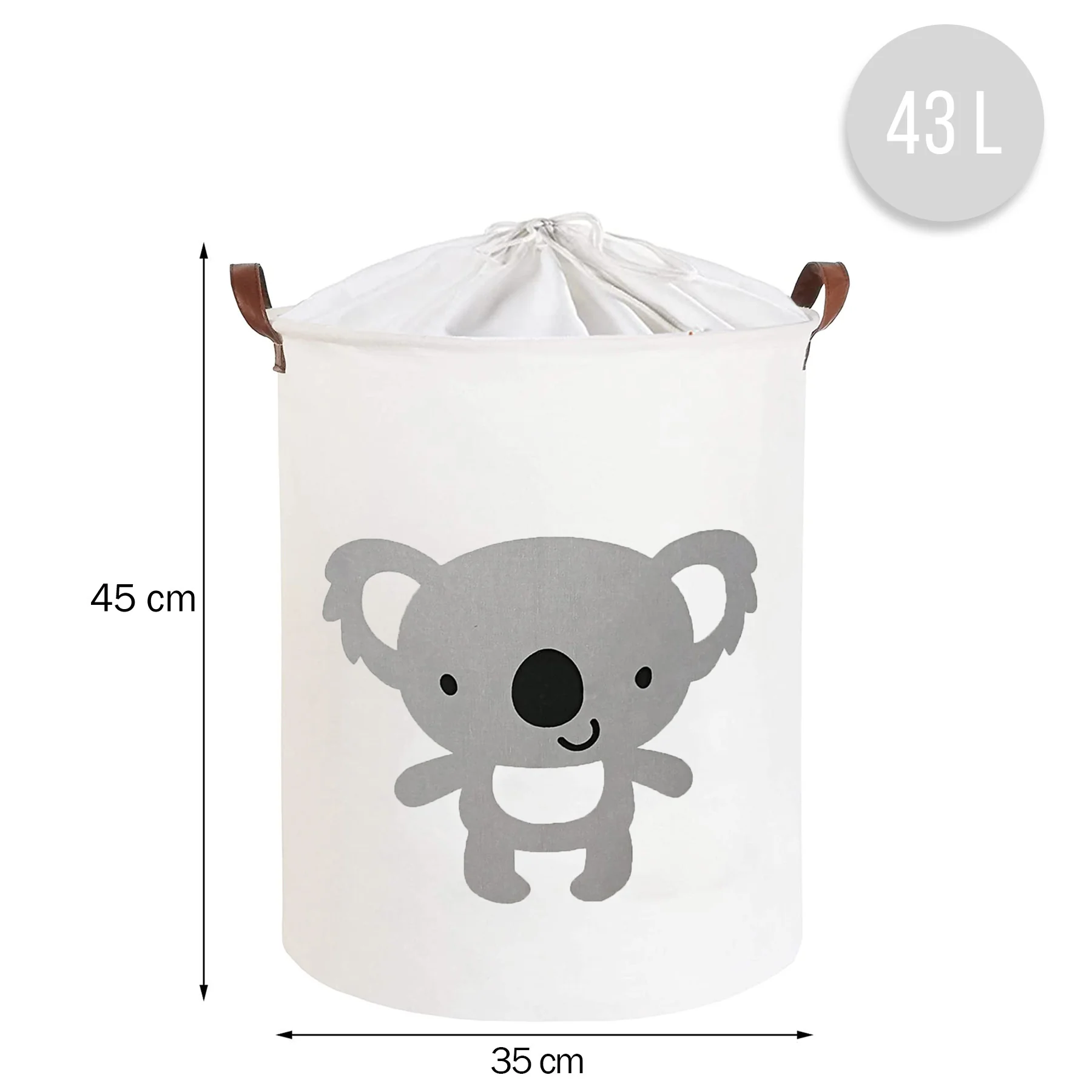 Mamitati Koš na hračky, uzavíratelný, bavlna, Koala - bílý, 43 L 