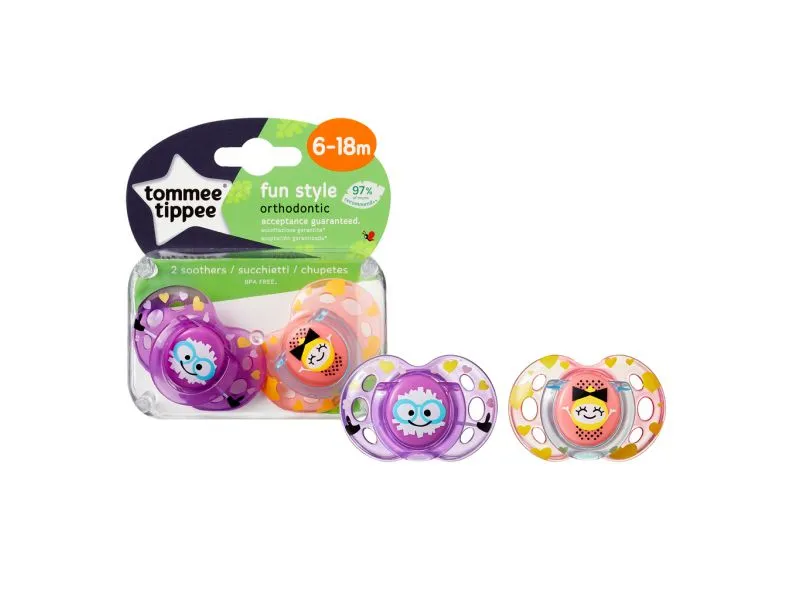 Tommee Tippee Šidítko C2N silikon Fun 6-18m 2 ks