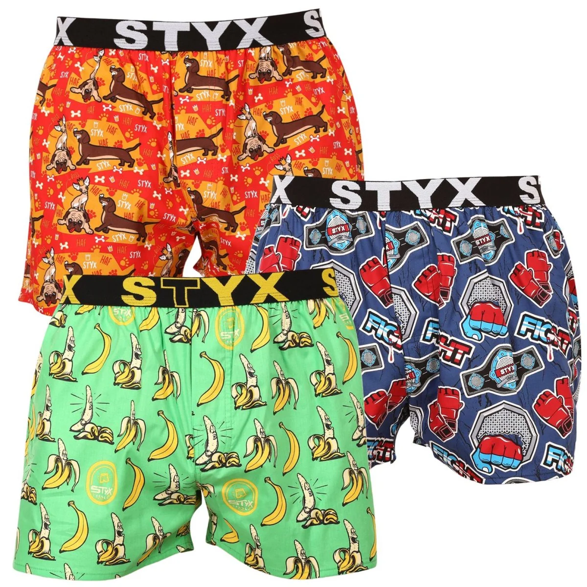 Styx 3PACK pánské trenky art sportovní guma vícebarevné (3B13946) M 