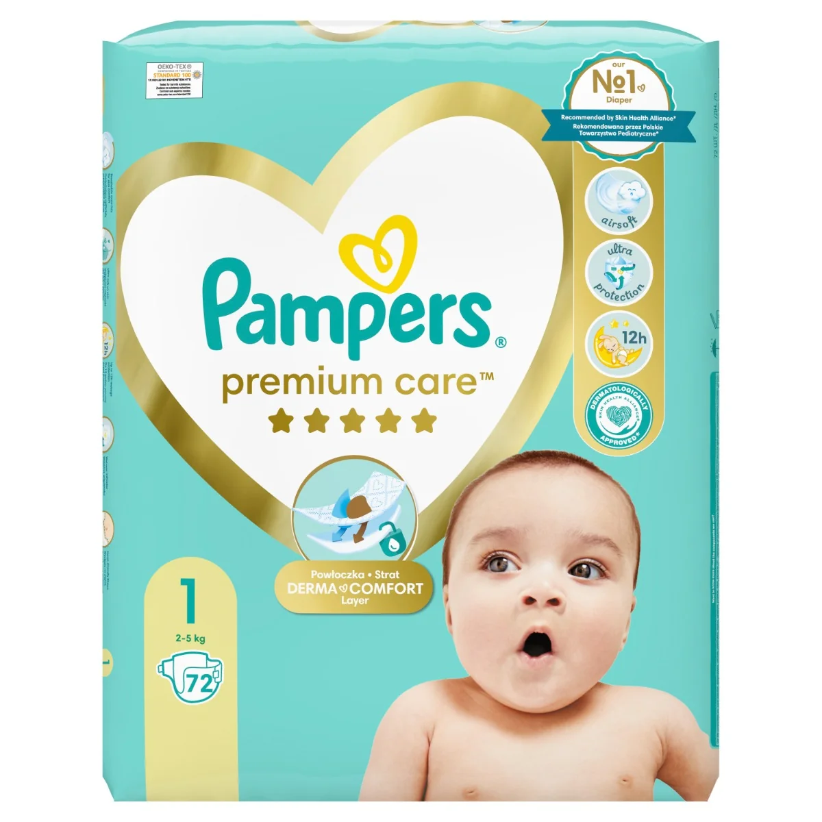 Pampers Premium Care vel. 1 2–5 kg dětské pleny 72 ks