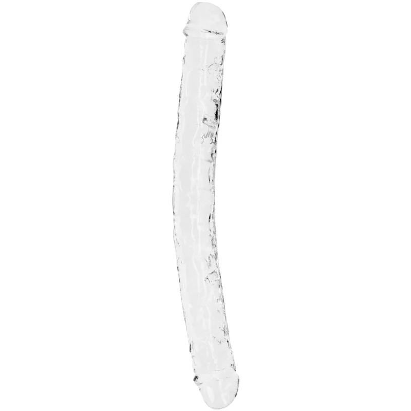 RealRock Oboustranné dildo Crystal Clear 34 cm