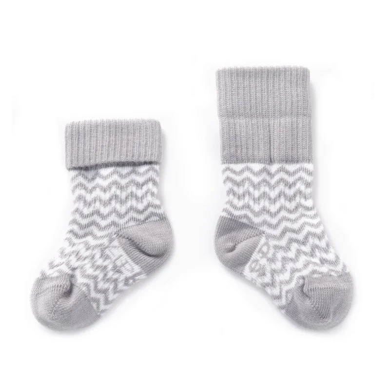 KipKep dětské ponožky Stay-on-Socks 0-6m 2páry Silver Grey 