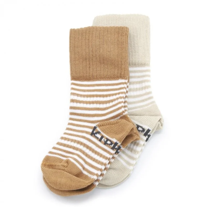 KipKep dětské ponožky Stay-on-Socks 0-6m 2páry Camel & Sand 