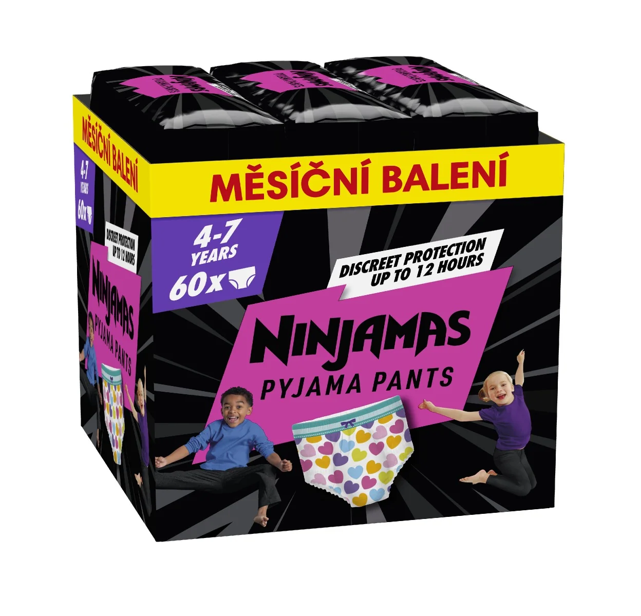 Ninjamas Pyjama Pants srdíčka 4–7 let pyžamové kalhotky 60 ks