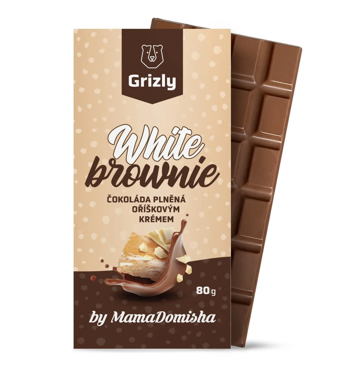 Grizly White Brownie by MamaDomisha mléčná čokoláda 80 g