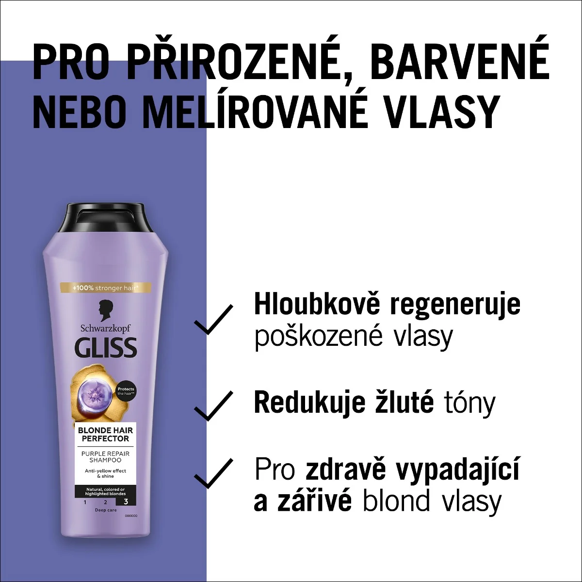 Gliss Blonde Perfector fialový šampon 250 ml