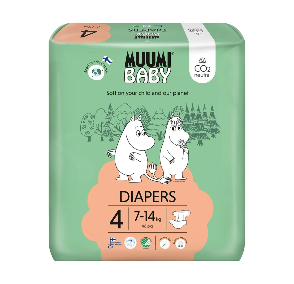 Muumi Baby 4 Maxi 7–14 kg eko pleny 46 ks