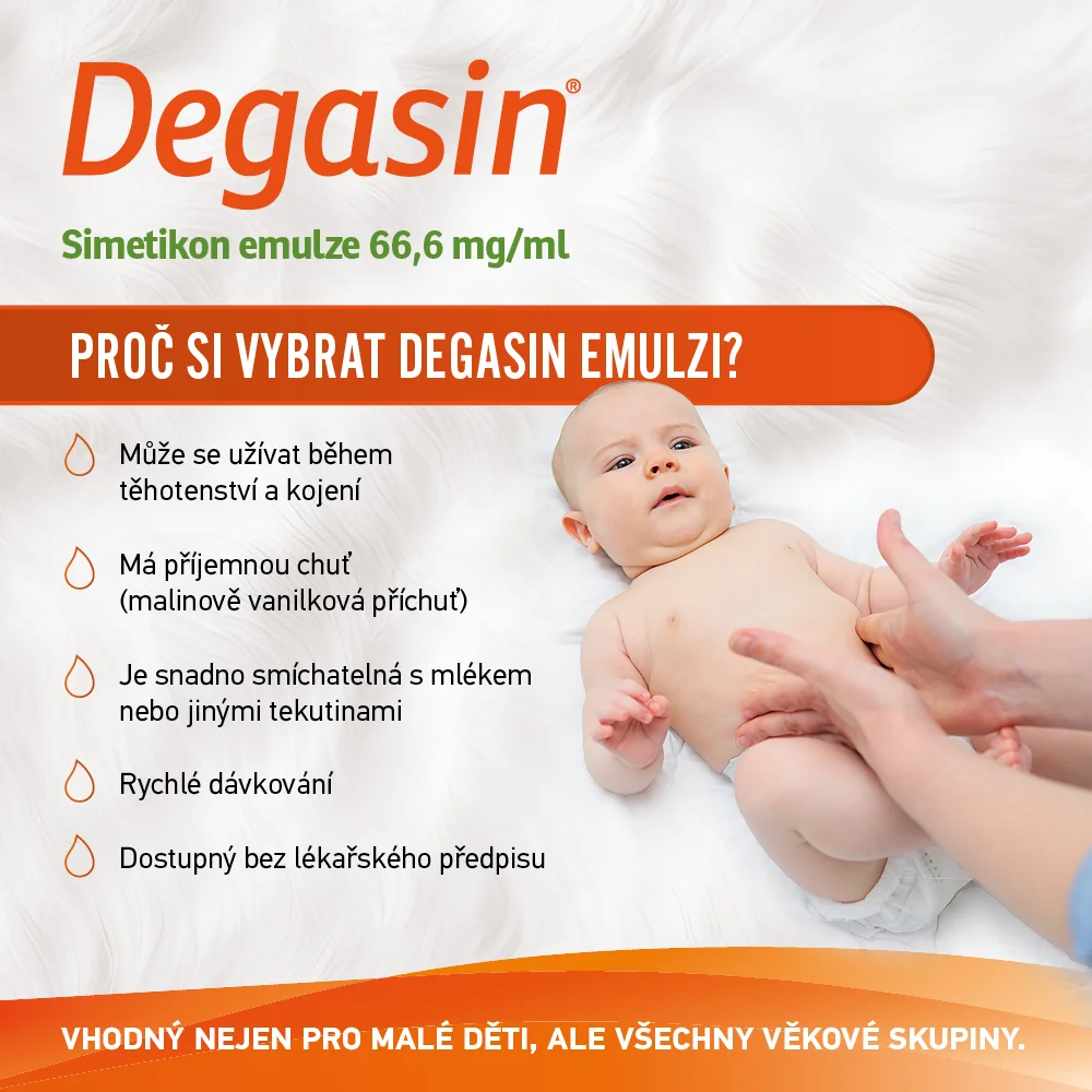 Degasin simetikon 66,6 mg/ml emulze při nadýmání 50 ml