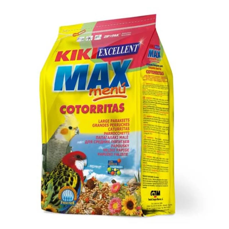 Kiki MAX Menu Cockatiel 500g ZIP korely a agapornisy