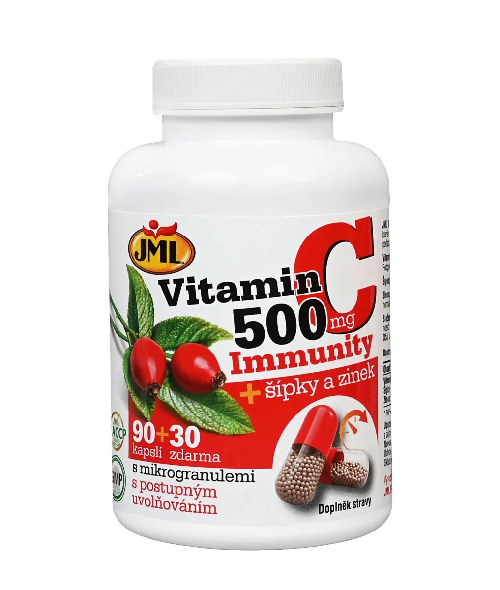 JML Vitamin C 500 mg + šípky a zinek 90+30 kapslí