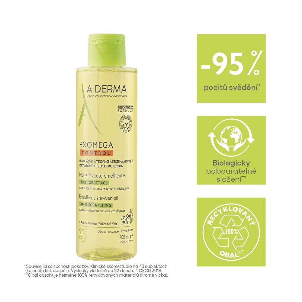 A-Derma Exomega Control Zvláčňující sprchový olej 200 ml