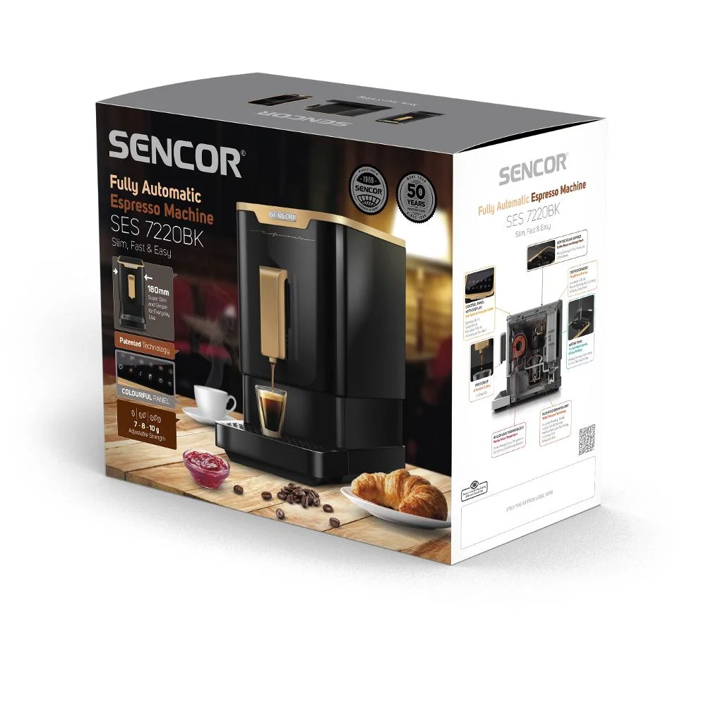 SENCOR SES 7220BK Espresso automatický kávovar černý/zlatý