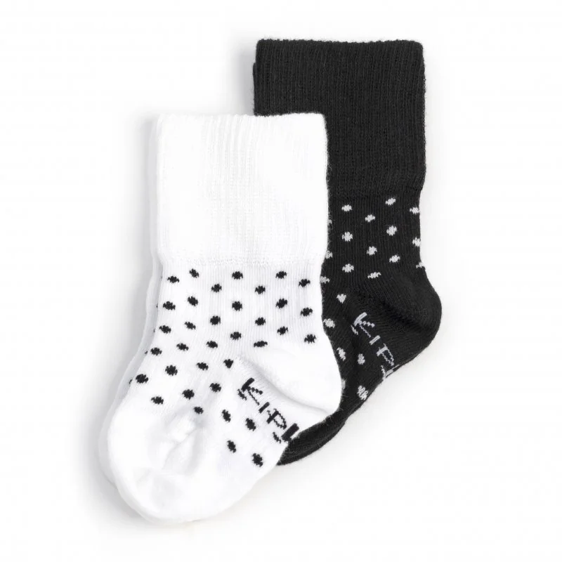 KipKep dětské ponožky Stay-on-Socks 0-6m 2páry Black&White Dots 