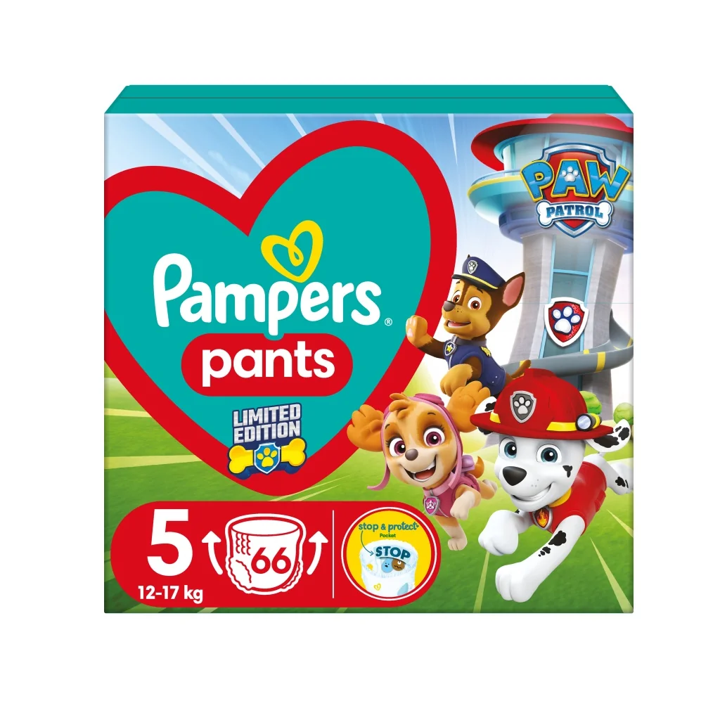 Pampers Pants vel. 5 carry pack paw patrol 12-17 kg plenkové kalhotky 66 ks