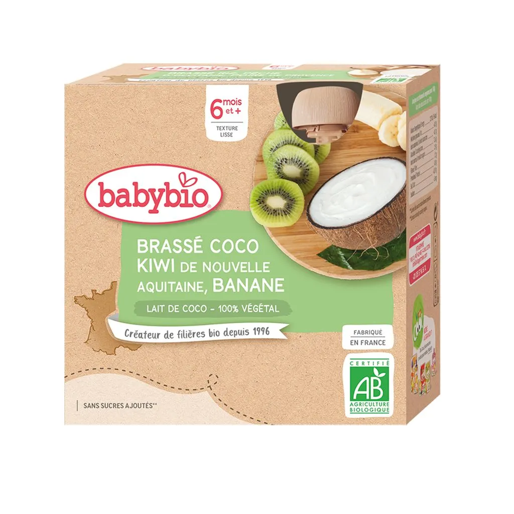 Babybio Brassé Kiwi, banán a kokosové mléko 4x85 g