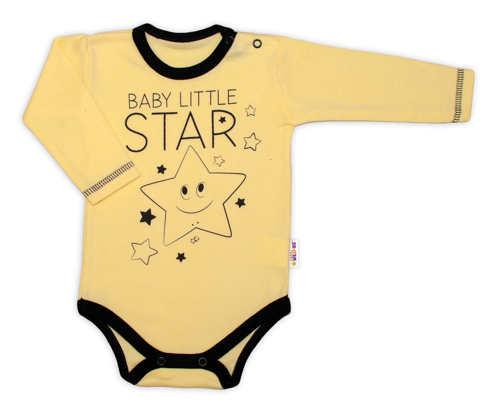 Baby Nellys Body dlouhý rukáv, žluté, Baby Little Star vel.  56