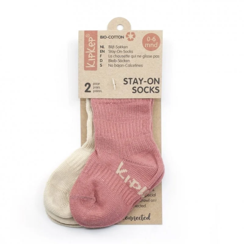 KipKep dětské ponožky Stay-on-Socks 0-6m 2páry Dusty Clay 