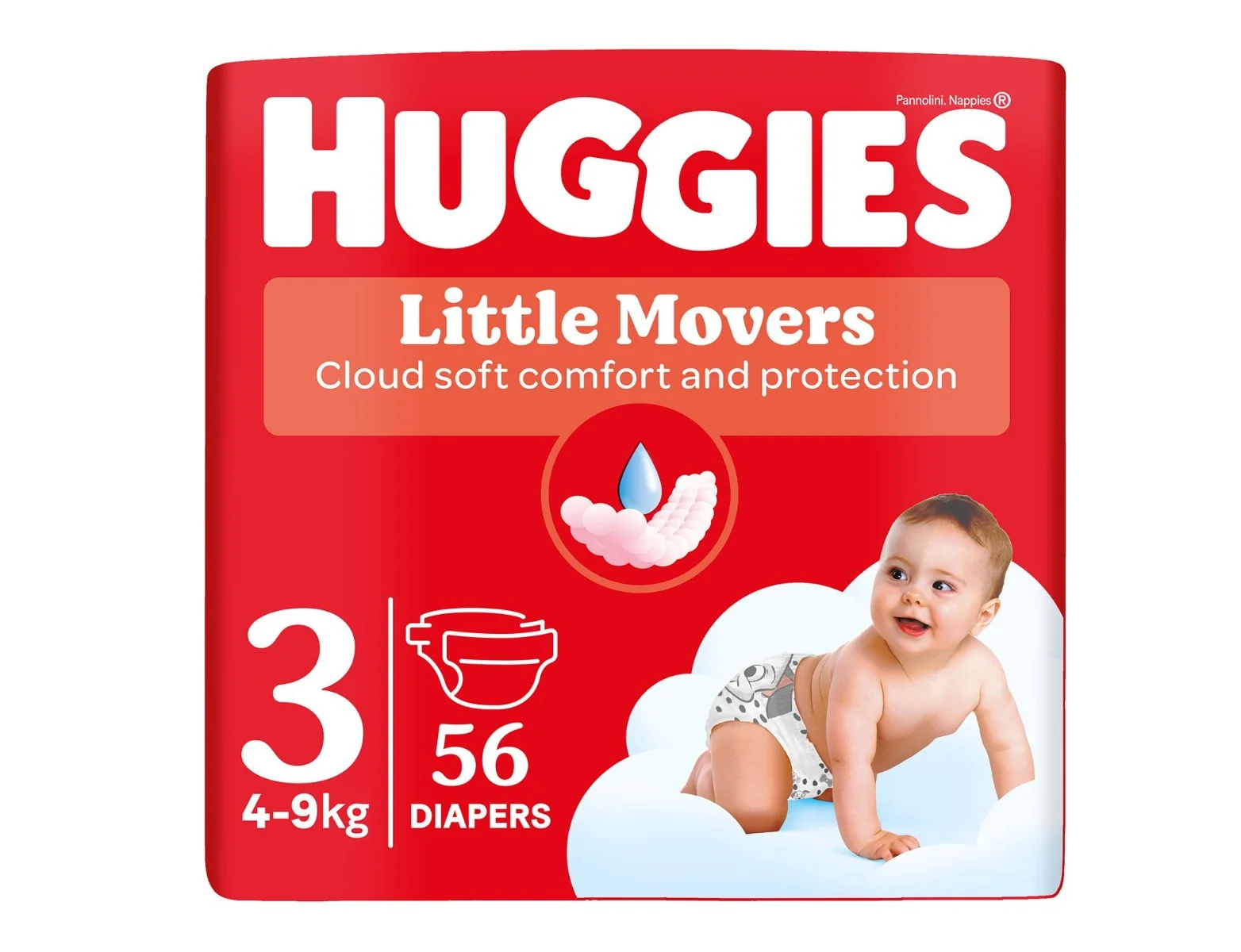 Huggies Little Movers 3 4-9 kg jednorázové plenky 56 ks