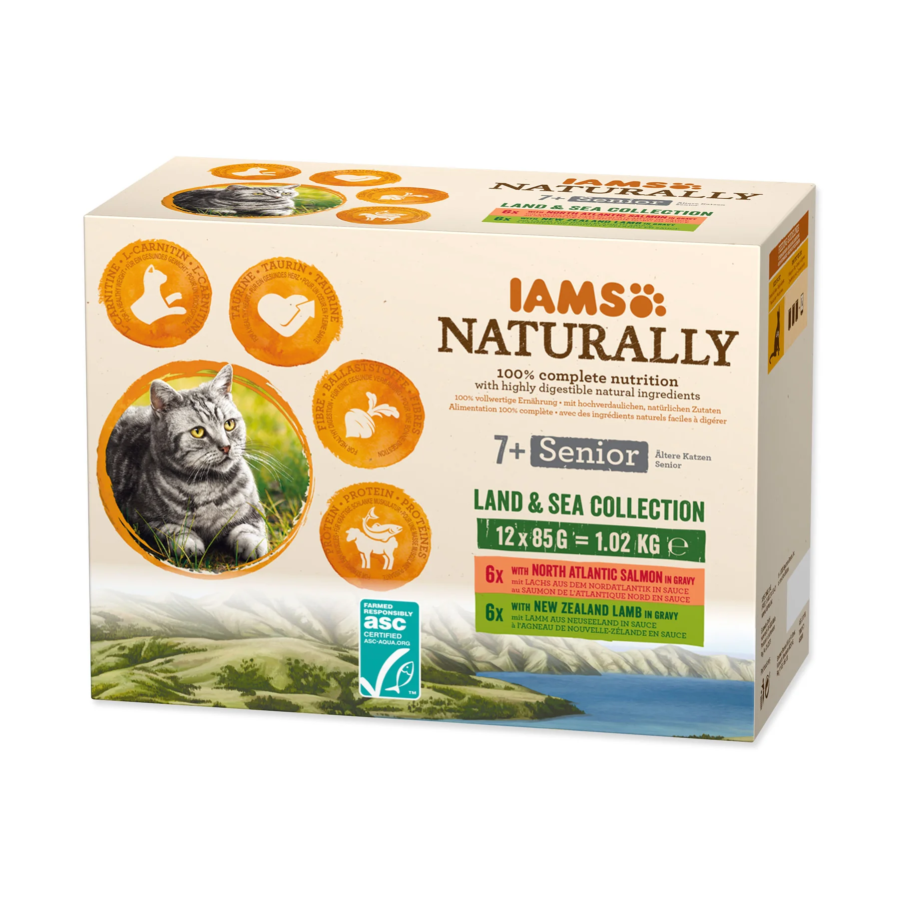 IAMS Naturally Senior Masa v omáčce kapsičky multipack 12x85 g