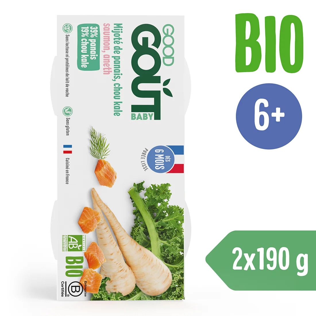 Good Gout BIO Losos s kapustou a pastinákem 6m+ 2x190 g