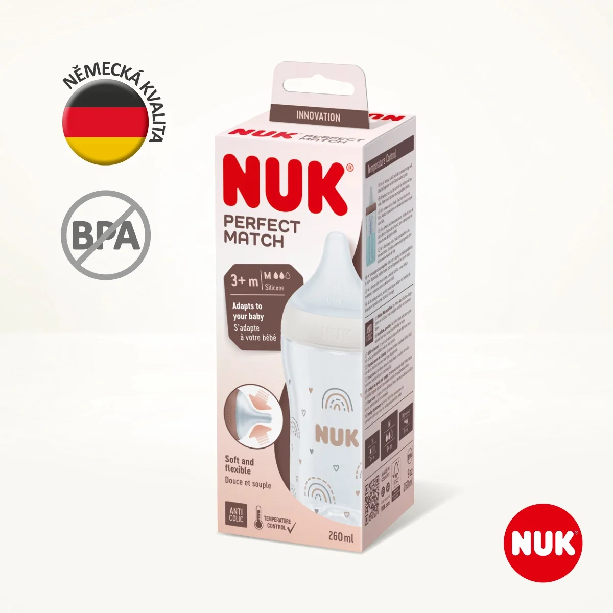 NUK Perfect Match Láhev mix barev 3m+ 260 ml 1 ks