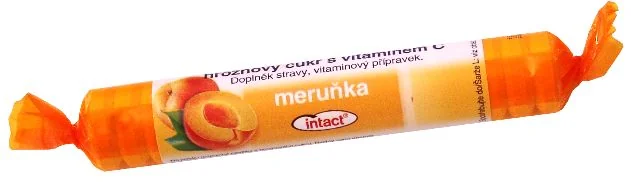 Intact Hroznový cukr s vitaminem C meruňka rolička 40 g