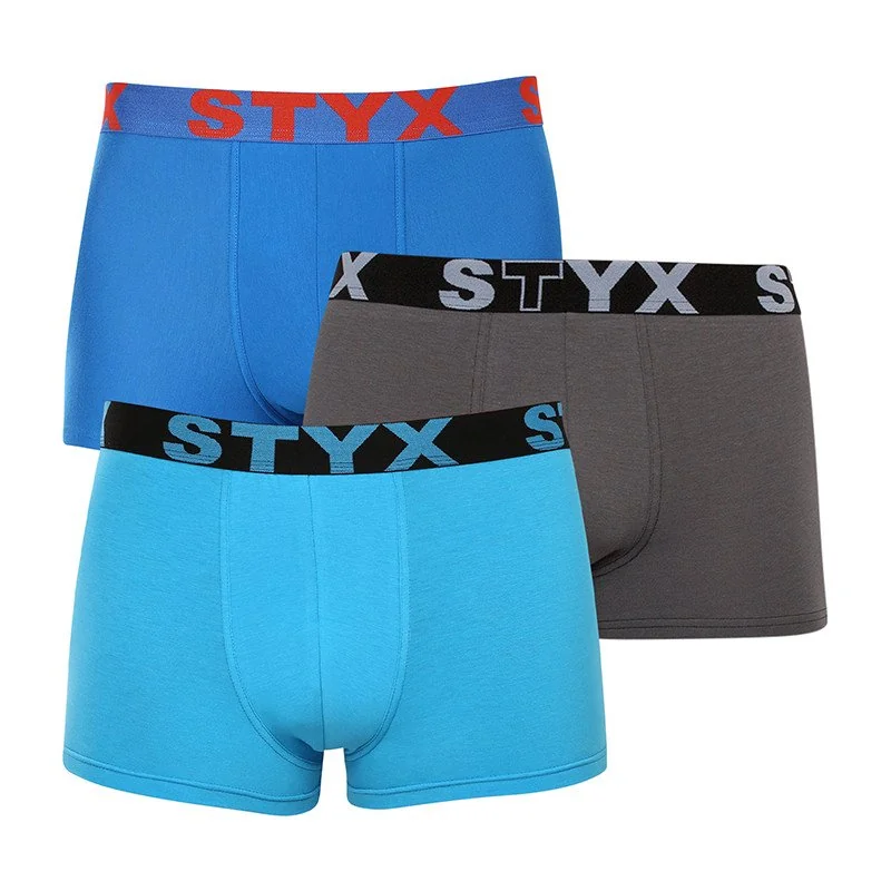 Styx 3PACK pánské boxerky sportovní guma nadrozměr vícebarevné (3R10379) 3XL