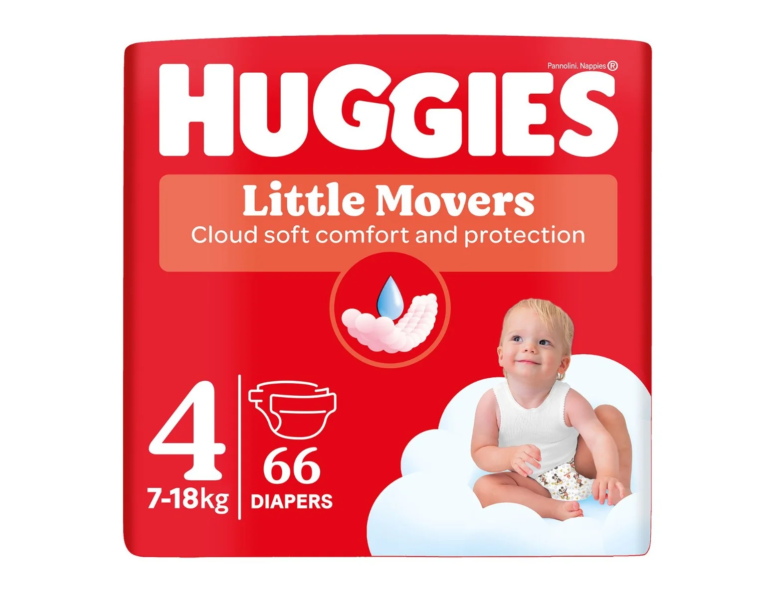 Huggies Little Movers 4 7-18 kg jednorázové plenky 66 ks