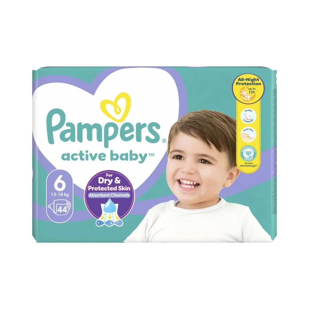 Pampers Active Baby vel. 6 Maxi Pack 13-18 kg dětské pleny 44 ks