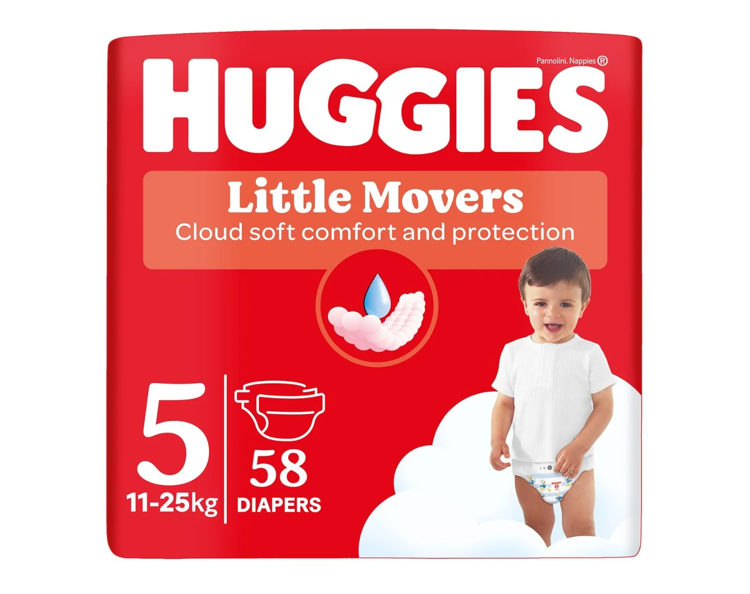 Huggies Little Movers 5 11-25 kg jednorázové plenky 58 ks