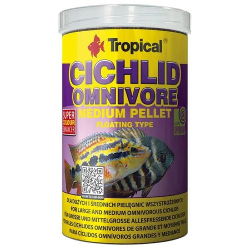 Tropical Cichlid Omnivore Medium Pellet 1000ml/360g mnohosložkové krmivo pro středníc 