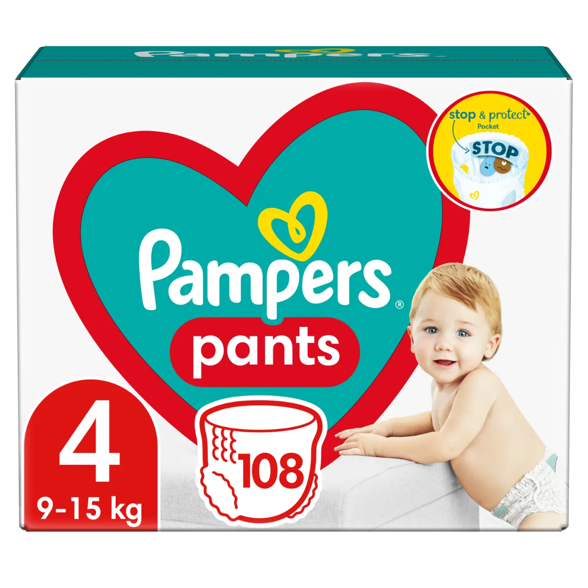 Pampers Pants vel. 4 Mega Pack 9-15 kg plenkové kalhotky 108 ks