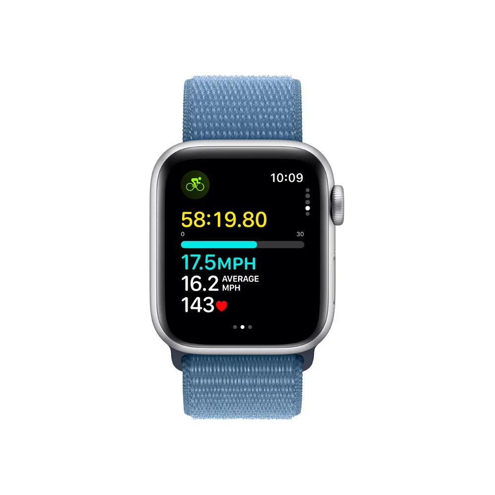 Apple Watch SE Cellular 44 mm sport loop smart hodinky Silver/Winter Blue