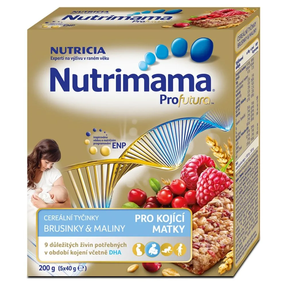 Nutrilon Nutrimama Cereální tyčinky pro kojící matky brusinky a maliny 5x40 g