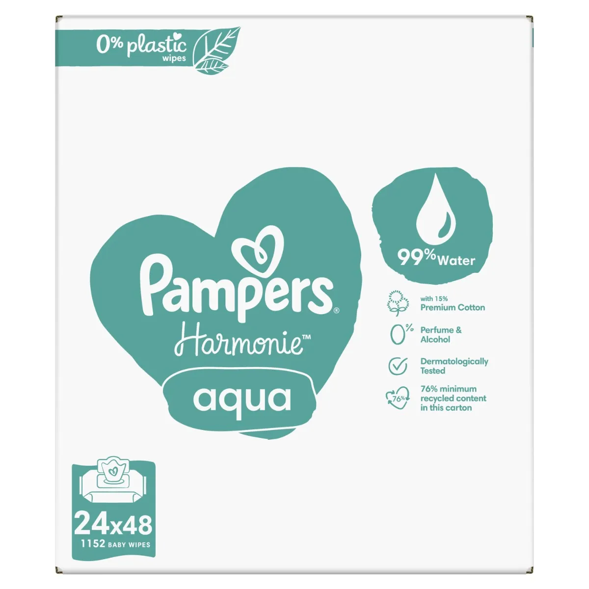 Pampers Harmonie Aqua vlhčené ubrousky 24x48 ks