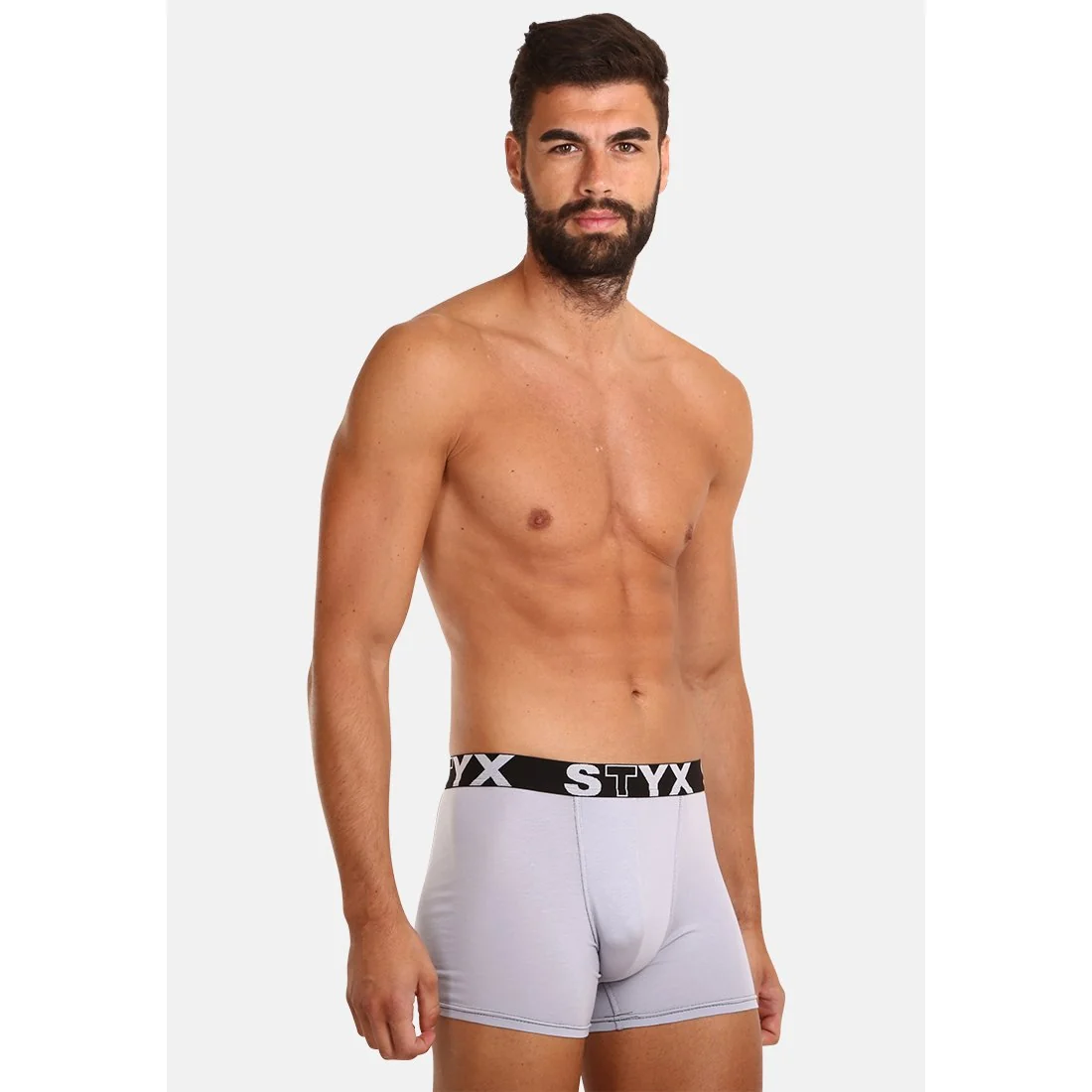 Styx Pánské boxerky long sportovní guma světle šedé (U1067) XL 