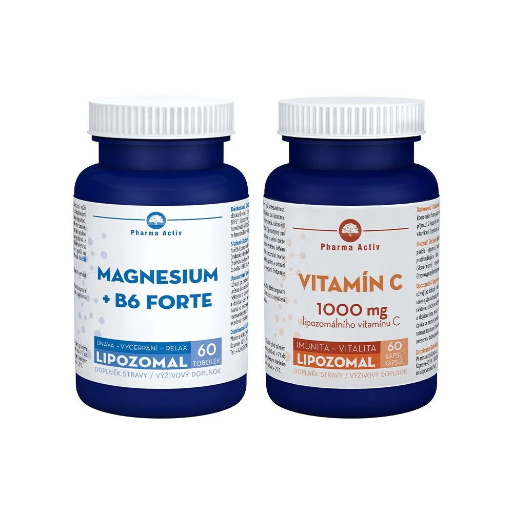 Pharma Activ Magnesium + B6 Forte Lipozomal + Vitamín C 1000 mg Lipozomal 60 tobolek + 60 tobolek