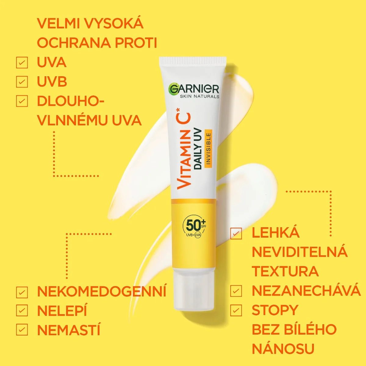 Garnier Skin Naturals Vitamin C Denní UV fluid 50+ Invisible 40 ml